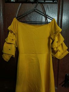 Off Shoulder Dress With Embellished Sleeves