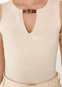 Bodysuit With Belt On Neck Line