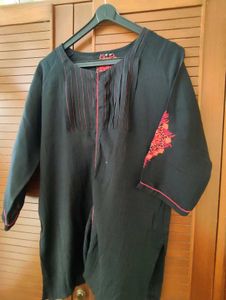 Black and red Embroidery short kurta.