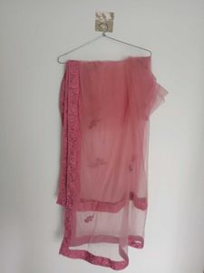 Pink Net Dupatta