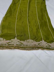 Olive Green Embroidered Pakistani Suit