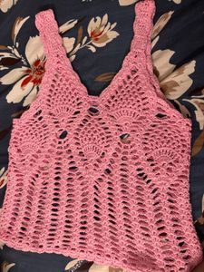 Pink Crochet Tank Top