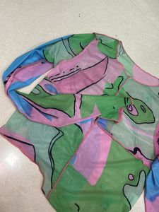 Sheer Graphic Print Top