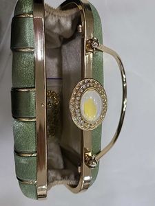 Green Satin Clutch