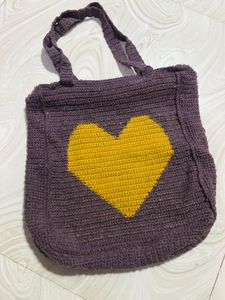 Crochet Heart Tote Bag 🧶