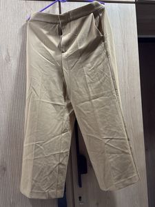 Beige Wide Leg Pants