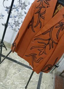 Unique Rust Blazer with Black Embellishments