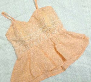 Peach Floral Peplum Tank Top