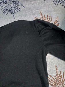 Black Ribbed Tie-Front Top