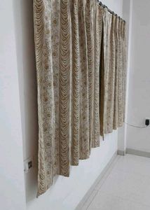 Elegant Beige Floral Curtains (2 Window + 1 Door)