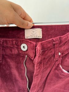 Maroon Corduroy Flare Leg Jeans
