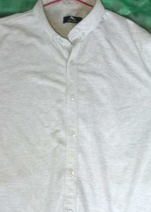 White Patterned Button-Down Shirt