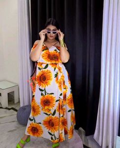 Maxi Dress In Sunflower Print