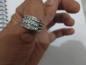 Sparkling Silver Multi-Row Ring