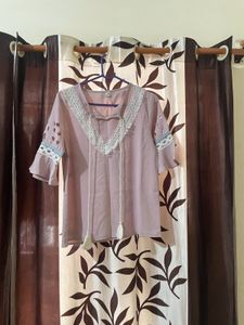 Designed Neck And Hand Top With Front Knot