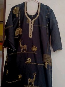 Black Kurti  With 3/4 Sleeves