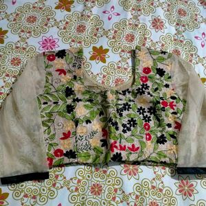 Embroidered Blouse With Net Sleeves
