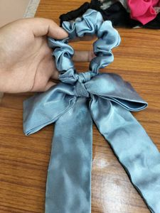 Blue Satin Headband &amp; Scrunchie Set