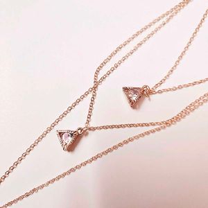 Triple Triangle Rose Gold Necklace