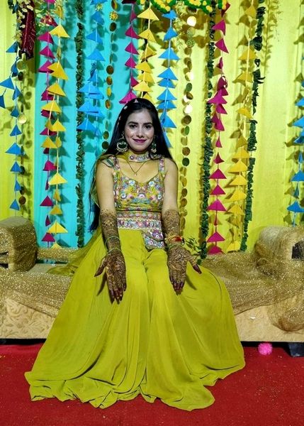 Haldi Mehndi Dress For Bride Yellow Indian Pakistani Mehndi Dress
