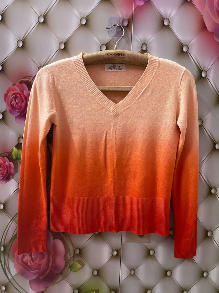 Ombre V-Neck Knit Sweater
