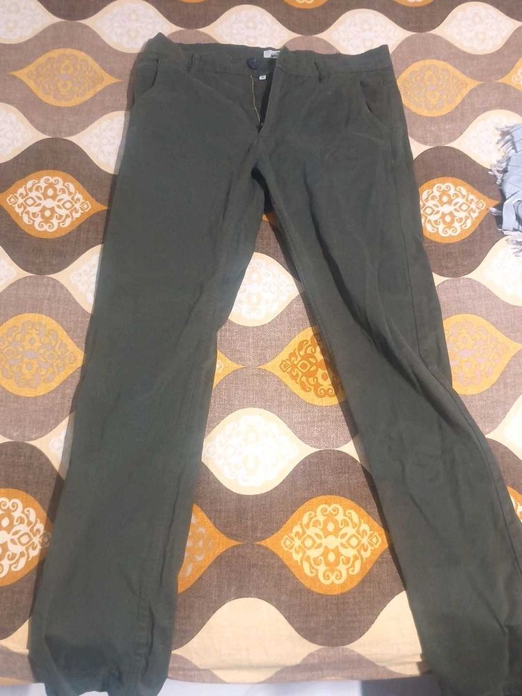 Olive Green Casual Pants