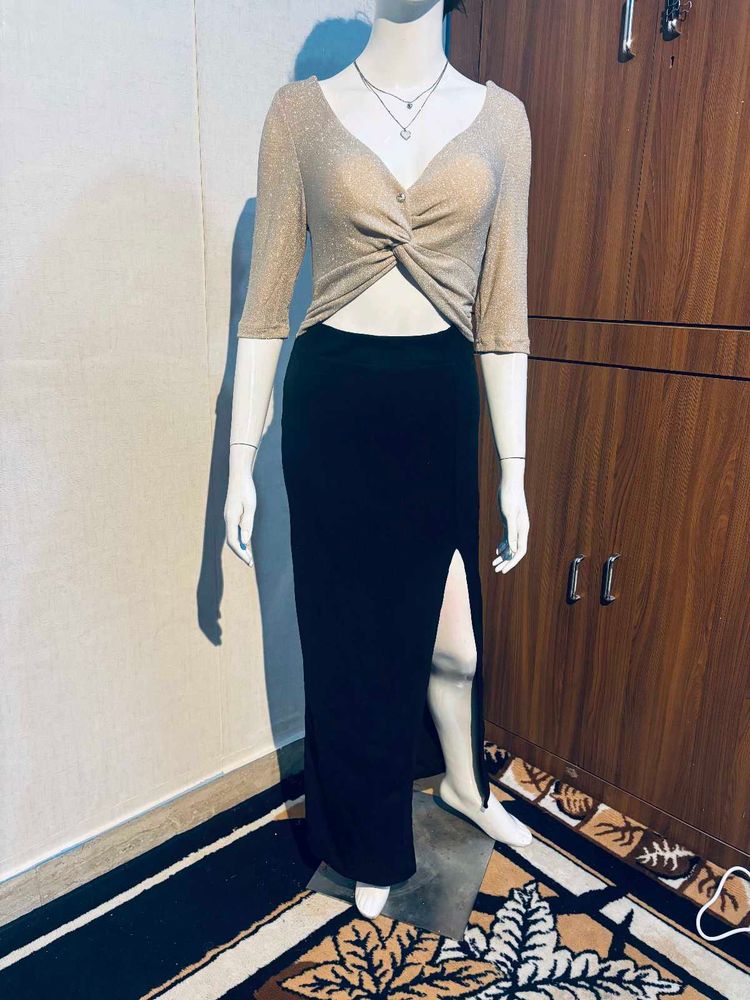 Black Slit Maxi Skirt