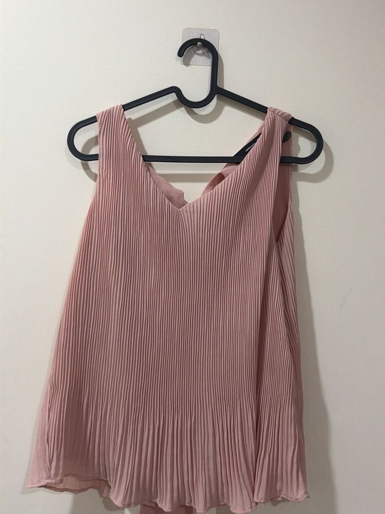 Pleated Pink Sleeveless Top