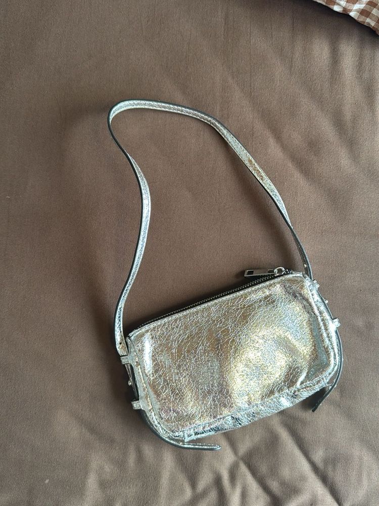 Silver Metallic Shoulder Bag