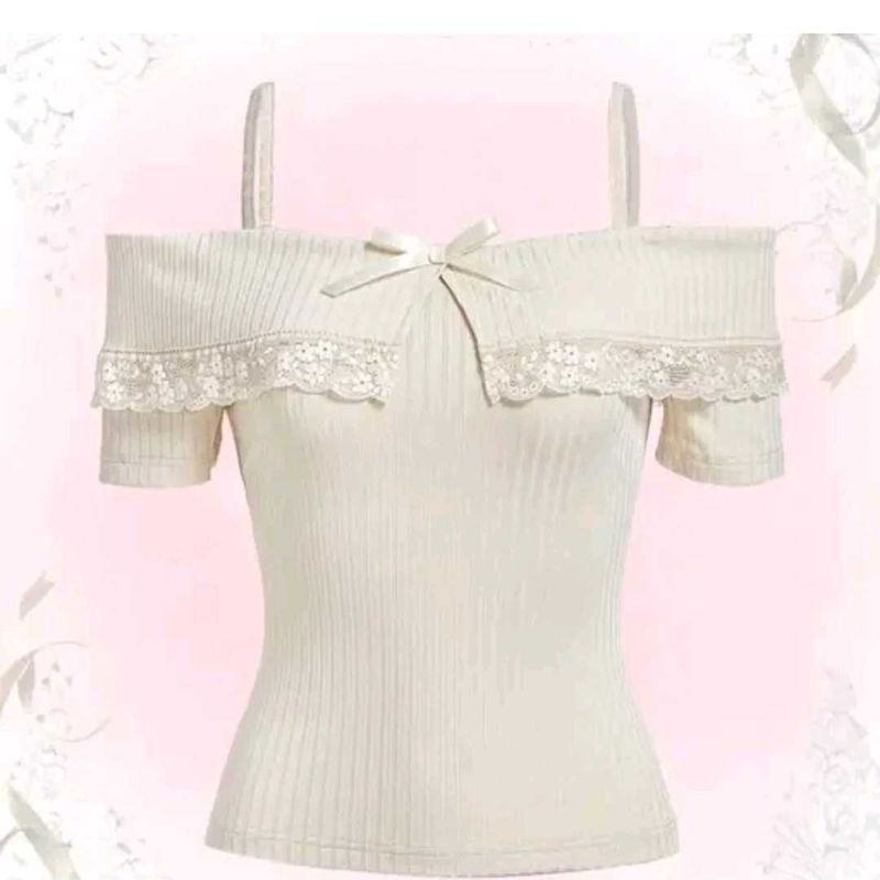 Ribbed Lace Trim Top