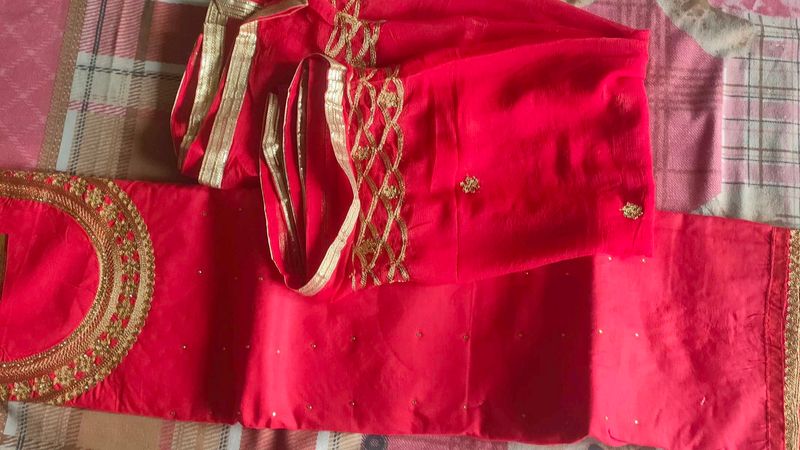 Red Color Suit With Jari Work