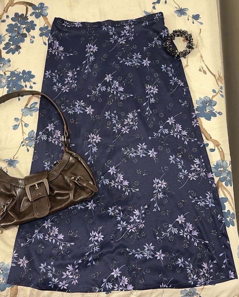 Floral Navy Midi Skirt