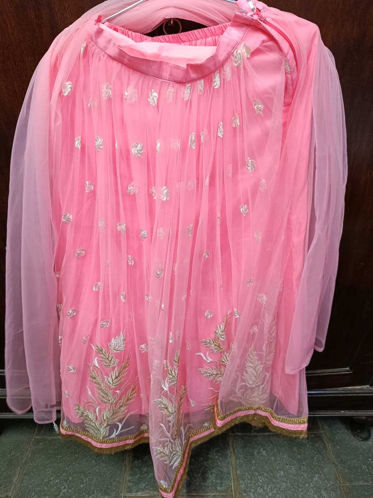 Bright Baby Pink Lehenga Dupatta Set