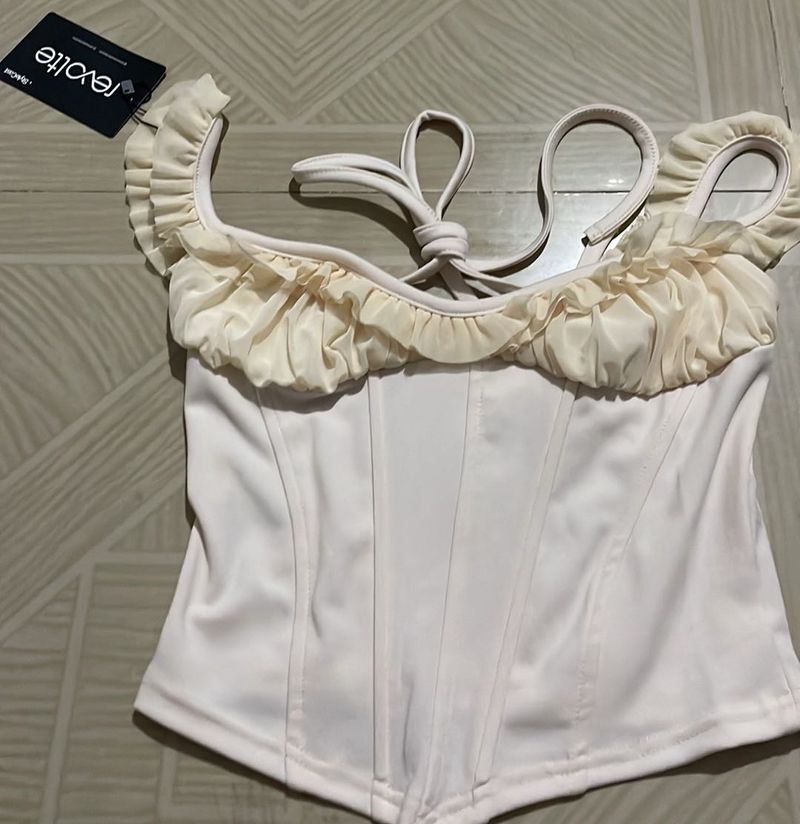Revolte Ivory Ruffle Corset Top
