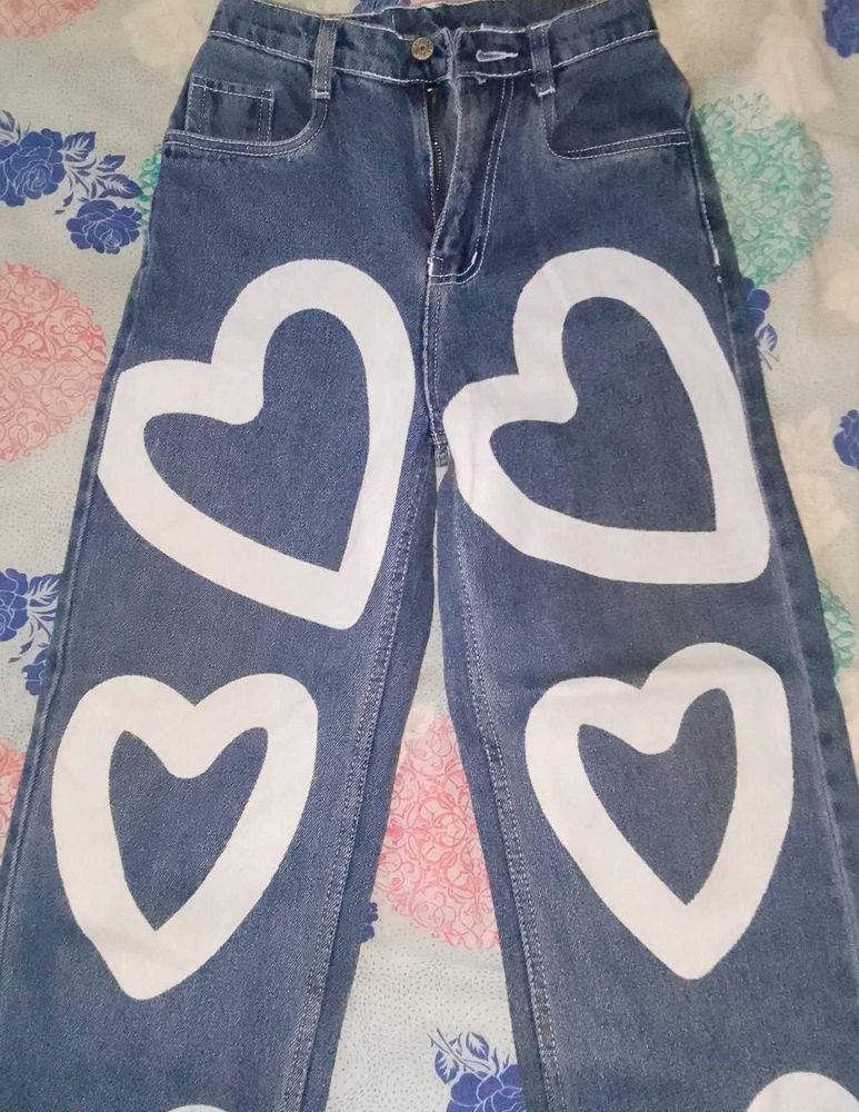 Heart Pattern Jeans