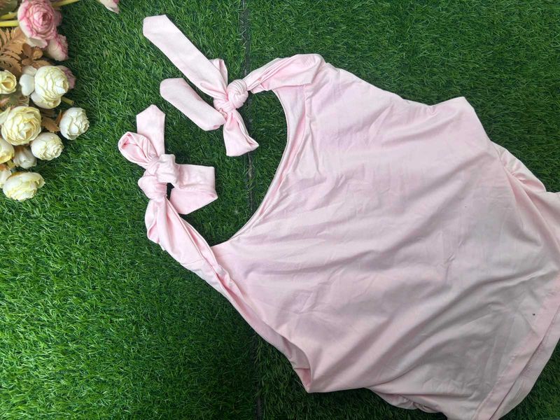 Cute Pink Tank Top with Tie Straps