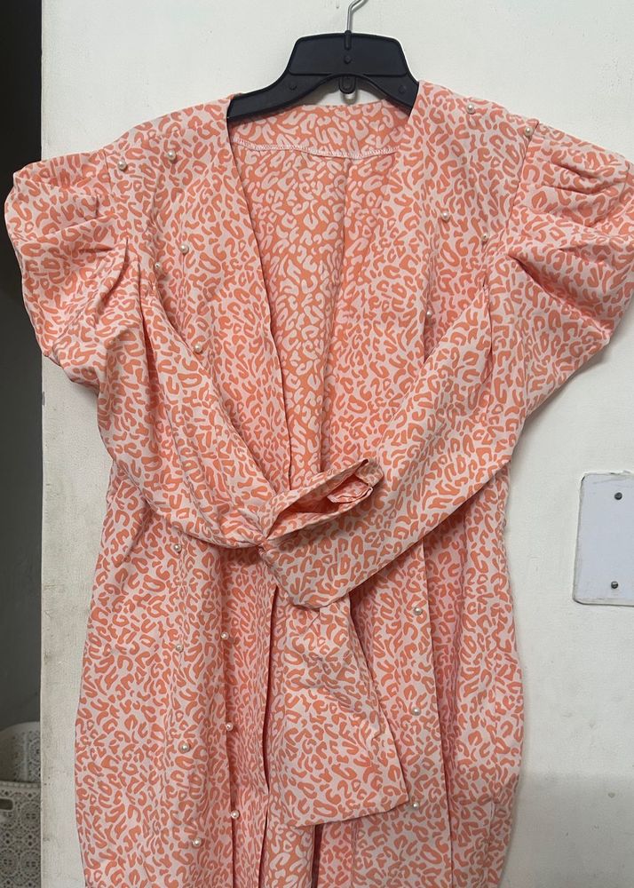 Peach Leopard Print Dress