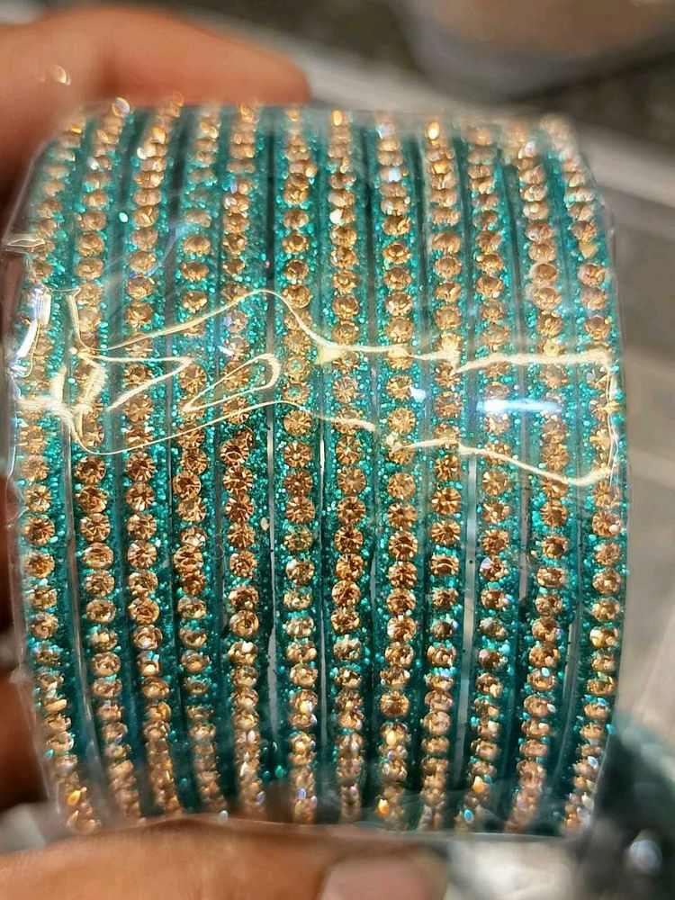 Teal &amp; Gold Bangle Set