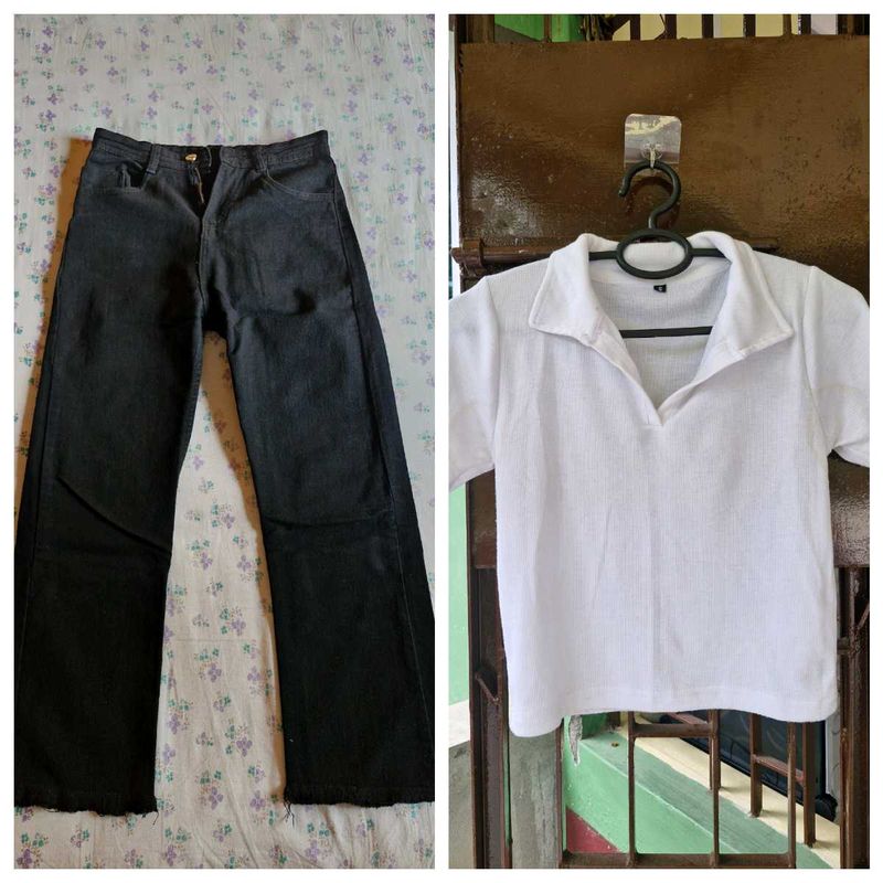 Black Jeans And White Crop Top Combo