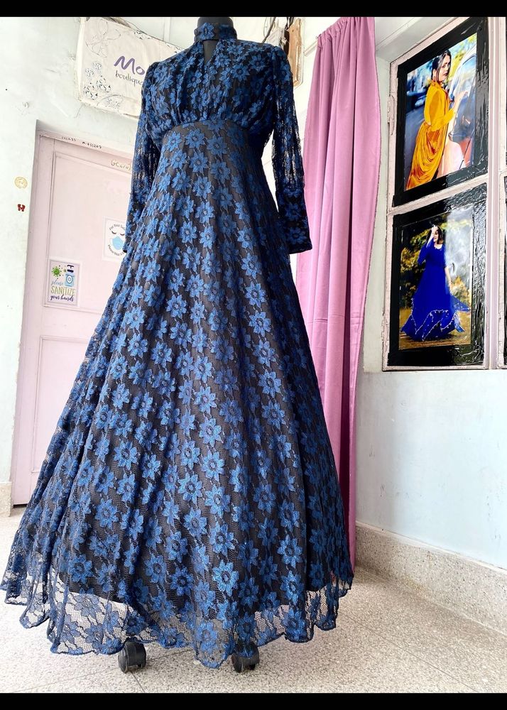 Elegant Blue Lace Gown