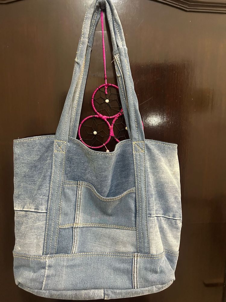Denim Patchwork Tote Bag