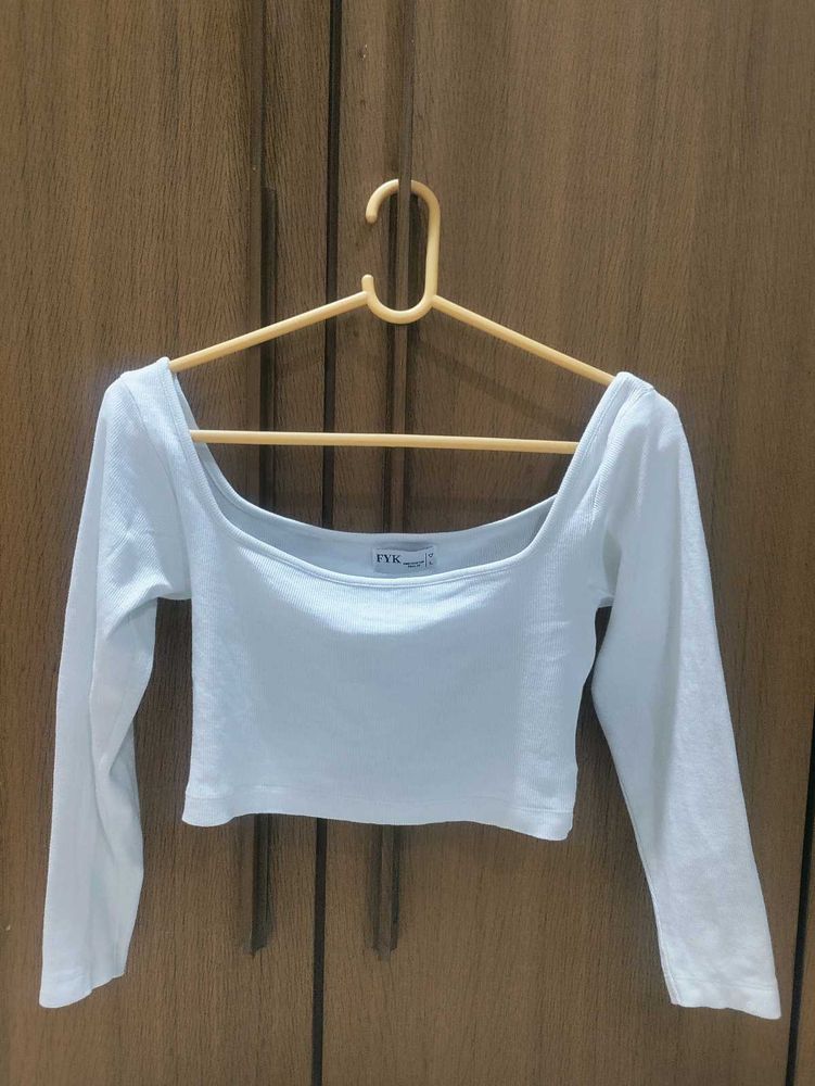 White Slim-Fit Crop Top
