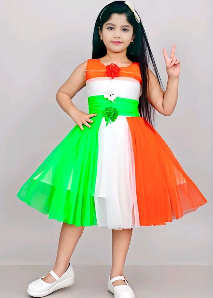 Kids PartyWear Tiranga Colour Frocks Pack Of 1