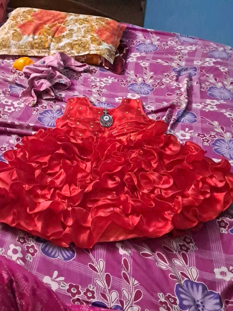 Red Ruffled Party Dress