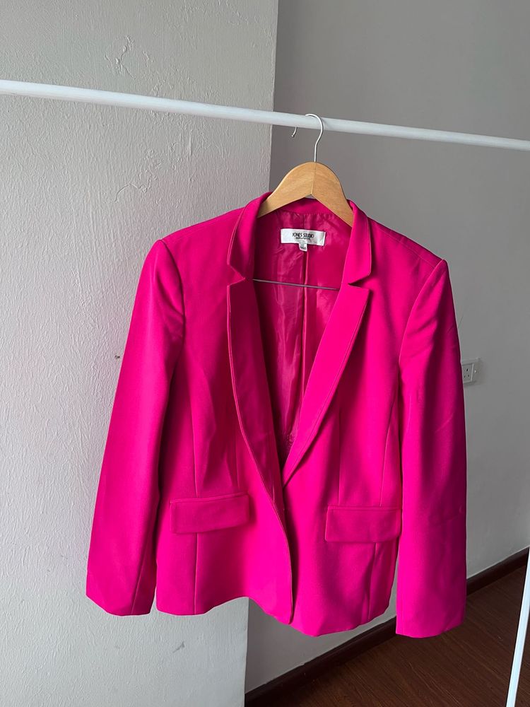 Fuschia Pink Casual  Blazer
