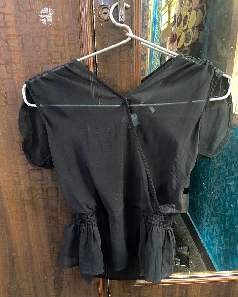 Black Wrap Blouse