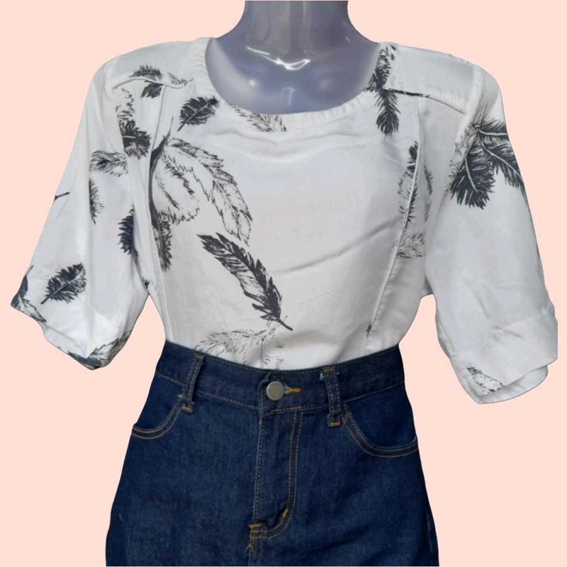 Feather Print Top