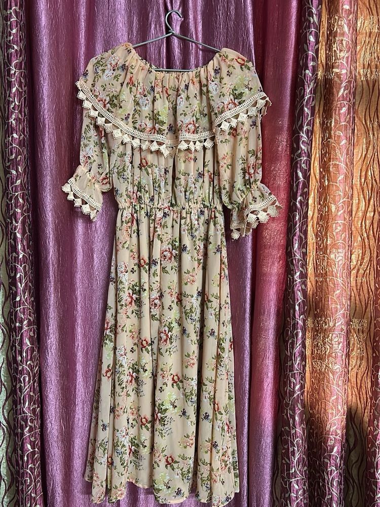 Floral Chiffon Midi Dress