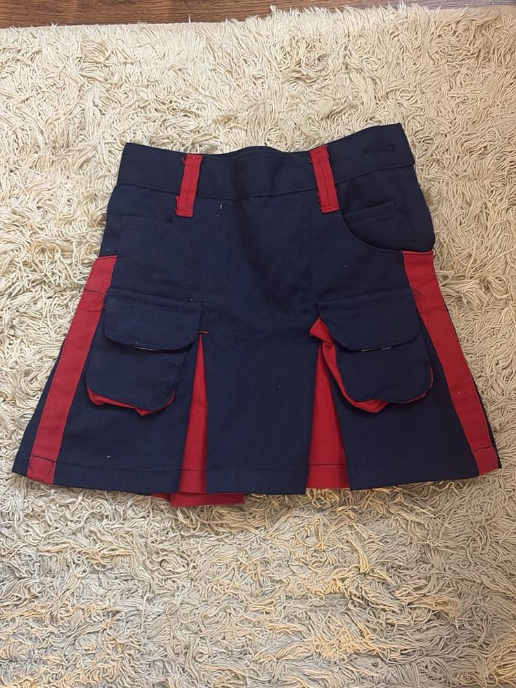 Navy &amp; Red Cargo Mini Skirt