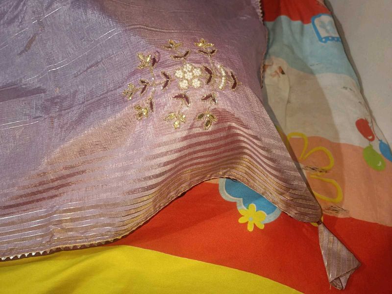 New lavendar saree with blouse piece